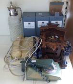 A cuckoo clock, plated and glass jug,