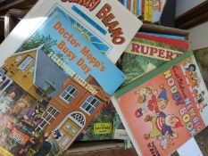 A box of c1950's and 1960's children's annuals including Rupert