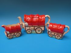 A 1930s wagon train tea set, teapot,