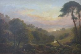 George F Buchanan (1800 -1864): Oil on canvas of a river valley signed and dated 1881,
