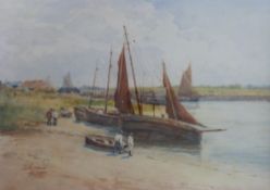 A framed and glazed watercolour of Walberswick, Suffolk by A.