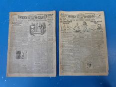 Two miniature News of the World newspapers, one July 24th, 1910, the other January 6th,