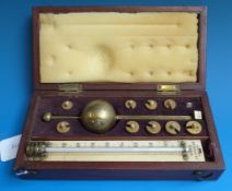 A cased Sikes Hydrometer with inset plaque