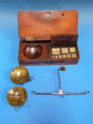 A possibly Youngs of London mahogany-cased travelling diamond scale,