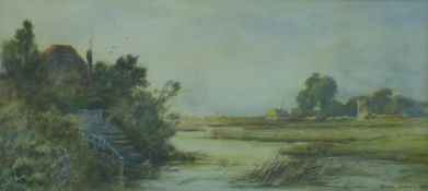 Frederick Hines (British, active 1875 -1897) pair of watercolour river landscapes,