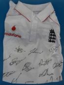An England cricket shirt signed by 14 of the 2009 Ashes team.