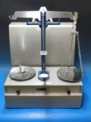 A set of Reverifications Ltd County Borough of Solihull 5kg beam scales,