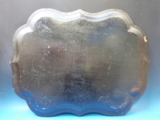 An exceptionally large shaped mother of pearl inlaid papier maché tray (length 80cm)