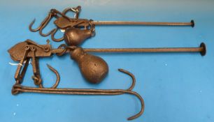 Two steelyards, one to weigh 40lb marked A.