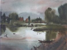 Z. Cosic (Croatian): Watercolour of a lake scene, signed lower left (22.