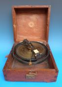 A cased C H Bianchetti & Cie Marseilles brass gimballed surveyors sighting dial/compass