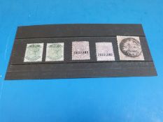 Five various Zululand overprint stamps