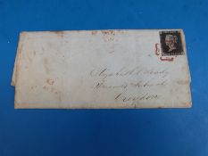 Great Britain 1d black on cover DC with red Maltese Cross postmark dated 27th Jan 1847