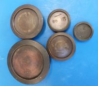 A run of Young Son & Marlow flat stacking weights 1lb to 1 oz,