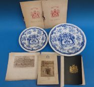 Four transfer printed plates with Minton impressed stamp and marked Gardiner to base,
