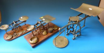 Three 19thC sets of large letter / parcel scales including one marked H Rodrigues 42 Piccadilly W