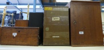 Five vintage fitted microscope cabinets