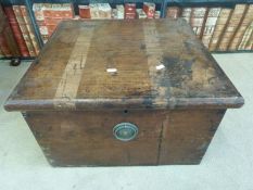 A small stained pine bible box (approximately 53cm square)