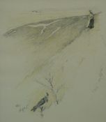 Two Cecil Aldin prints - 'Berkshire Hiring Time' and a lapwing near a seashore together with a