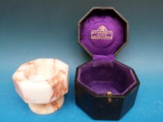 A travelling marble ecclesiastical font (height 6cm) in A R Mowbray,