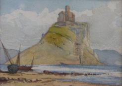 A late 19thC watercolour of Mont St Michel in Normandy by Olive Capper (17 x 23cm),