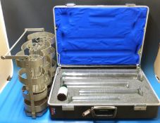 A set of three glass conical liquid flasks comprising 1/2 pint and one quart,