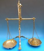 A set of Boyle & Son banking beam scales together with a run of sovereign weights 200 down to 5