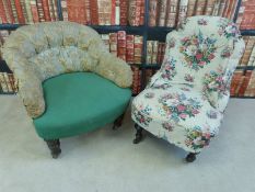 Two 19thC occasional chairs with turned front legs