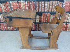 An oak student's desk