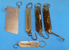 Four various letter spring balances including three Salters examples,