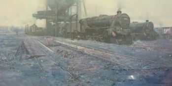 David Shepherd signed limited edition print 253/850 of a steam engine 'Black Five Country' (46cm x