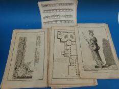 Approximately 50 18th century architectural engravings to include Castle Howard,