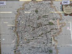 A framed map of Wiltshire by Robert Morden