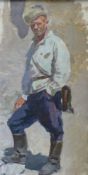 Viktor Apanovich oil on board of a military man,