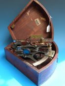 A 19thC cased brass sextant by J. Sewill 61 South Castle St.