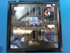 Two framed James Bond montages, one of Sean Connery, Dr No, Thunderball, You Only Live Twice,