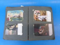 A postcard album dated 1919 containing over 170 WW1 related postcards