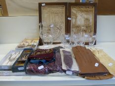 A cut glass lemonade service together with a quantity of silver plated cutlery,