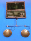 A cased set of De Grave travelling beam scales,