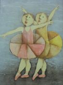 Joyce Roybal: Oil on canvas (60 x 50cm) of three female musicians together with a smaller example