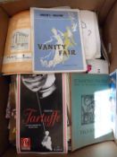 Two boxes of Victorian, pre-war and modern theatre programmes including Court Theatre,