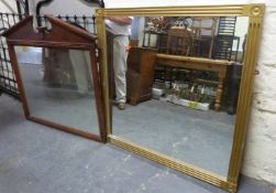 A square mirror with gilt plaster border and a rectangular mirror with dark wood border (largest