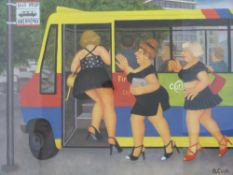 Beryl Cook print 'The Bus Stop' signed in pencil to margin and embossed AGP lower left (39 x 50cm)