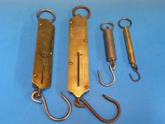 Three various Salters spring balances together with one other marked GEM
