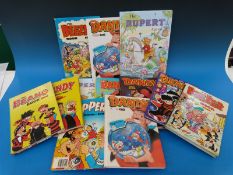 A quantity of Beano and Dandy annuals from 1990-200 including Bash Street Kids special, Rupert,