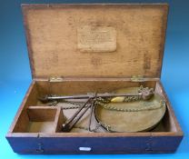 A cased set of De Grave & Co travelling beam scales,