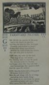 A framed copy of 'Farmyard Prayer' from the poems of P.S.