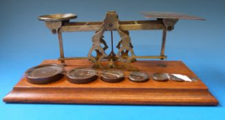 A set of Mordan postage scales with rates to pan and weights to base