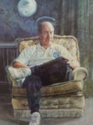 A signed print of Sir Bobby Charlton signed by both the player and the artist Peter Edwards,