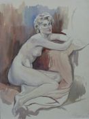 R D Moore: Watercolour nude signed and dated 61 (39cm x 29cm)